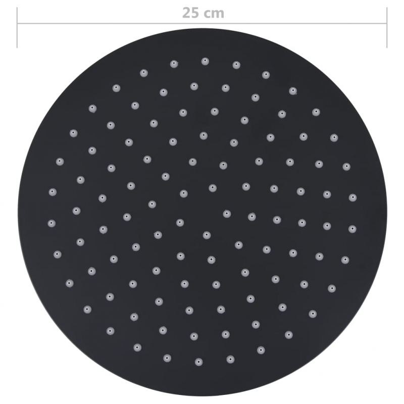 Regenbrause Edelstahl 25 cm Rund Schwarz