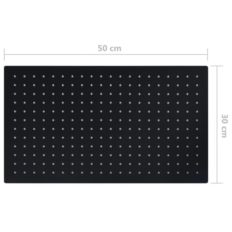 Regenbrause Edelstahl 50x30 cm Rechteckig Schwarz