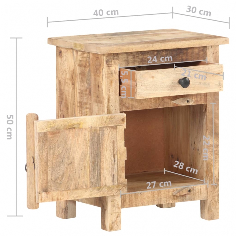 Nachttisch 40x30x50 cm Raues Mangoholz