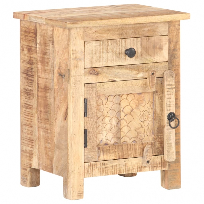 Nachttisch 40x30x50 cm Raues Mangoholz