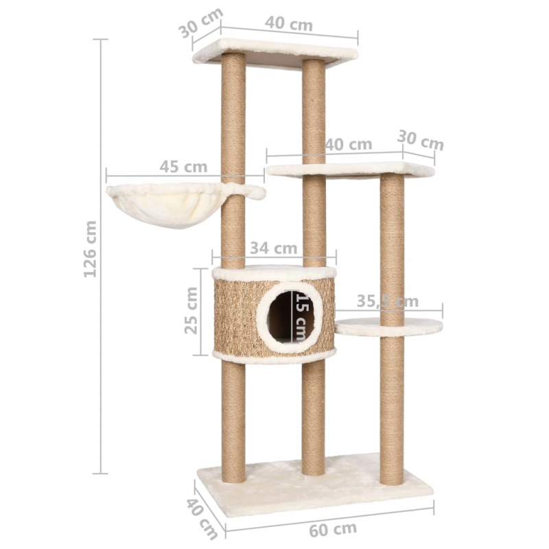 Katzen-Kratzbaum 126 cm Seegras