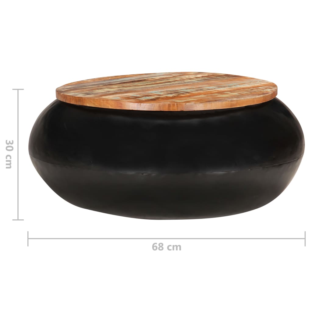 Couchtisch Schwarz 68x68x30 cm Recyceltes Massivholz