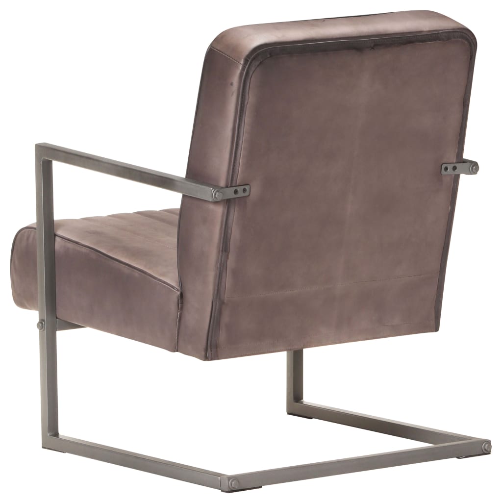 Freischwinger Sessel Distressed Braun Echtleder