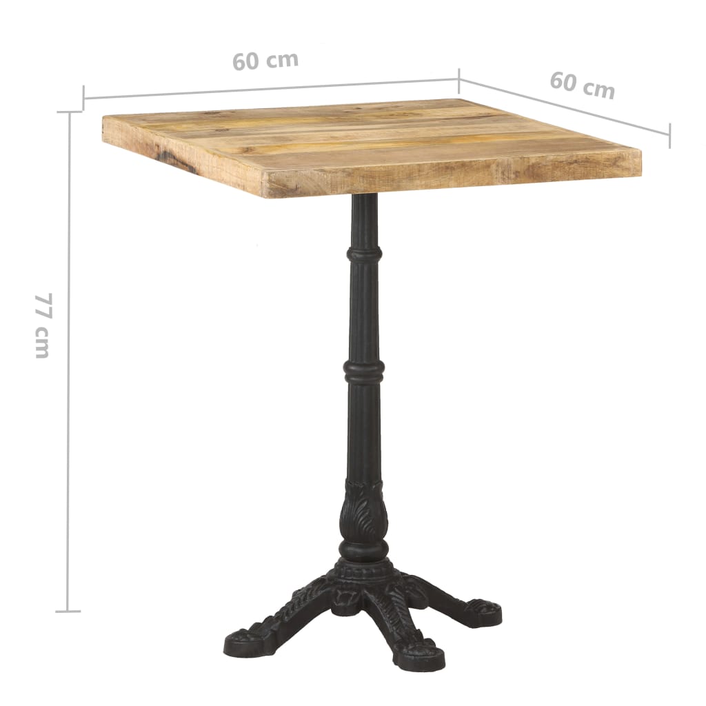 Bistrotisch 60x60x77 cm Raues Mangoholz