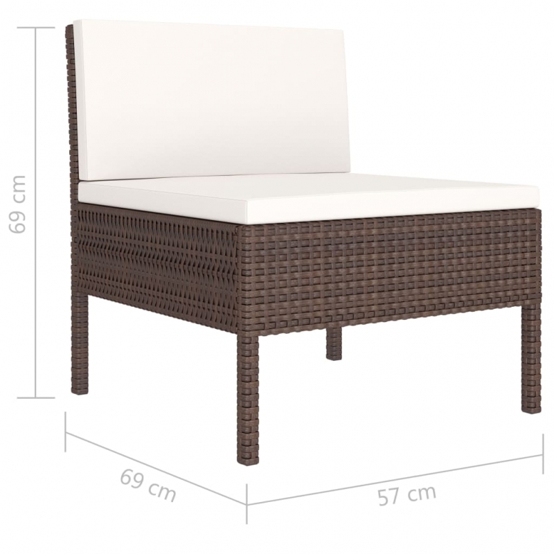 Gartenstühle 3 Stk. mit Auflagen Poly Rattan Braun