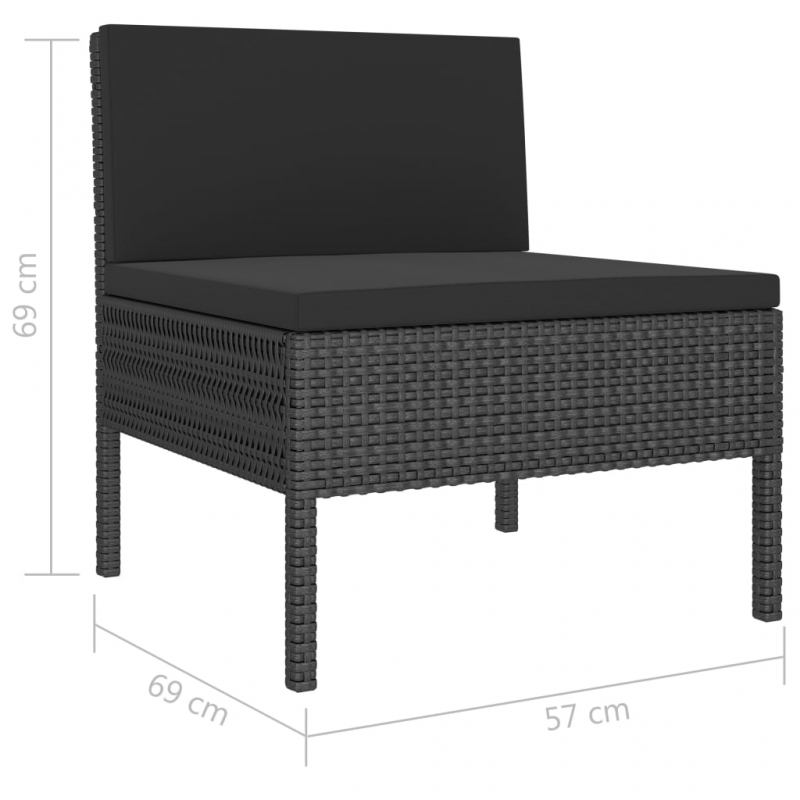 Gartenstühle 3 Stk. mit Auflagen Poly Rattan Schwarz