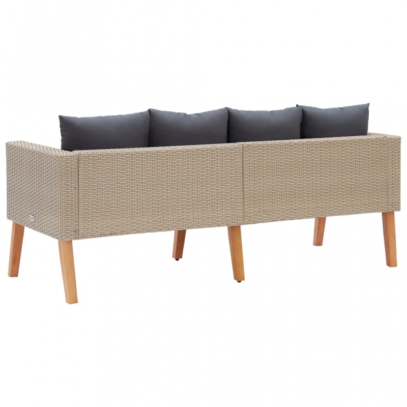 2-Sitzer-Gartensofa mit Auflagen Poly Rattan Beige