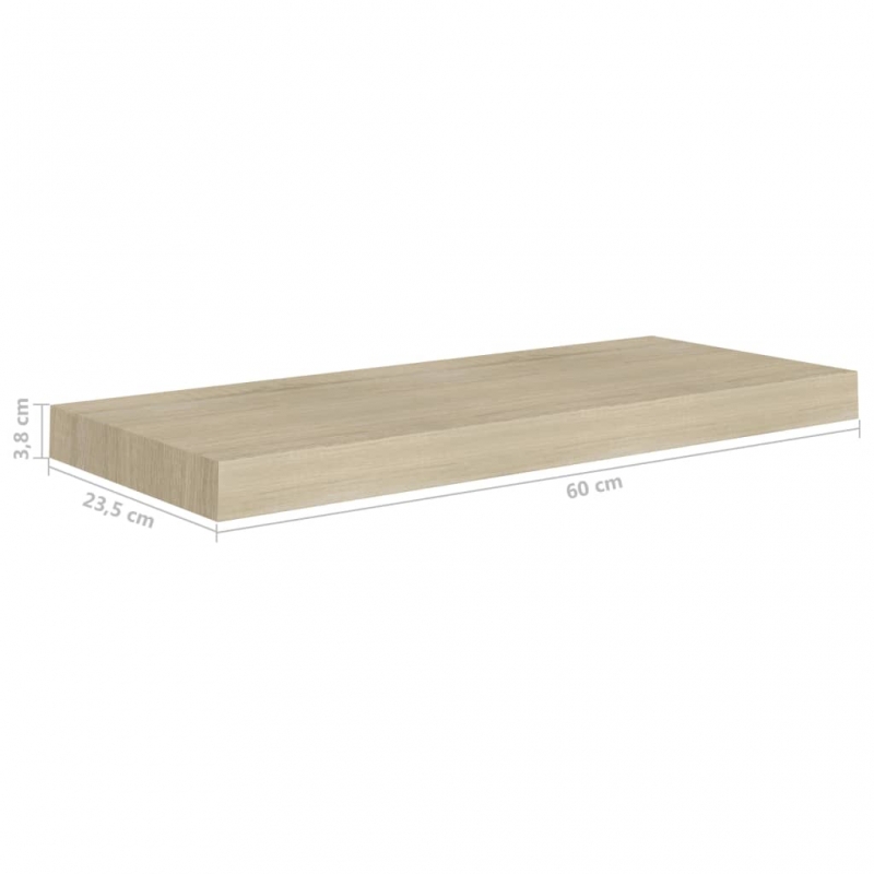 Schwebende Wandregale 4 Stk. Eichefarben 60x23,5x3,8cm MDF