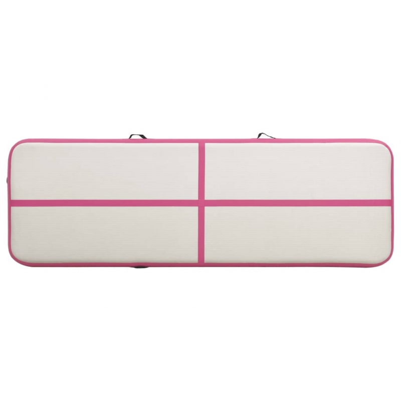 Aufblasbare Gymnastikmatte mit Pumpe 400x100x15 cm PVC Rosa