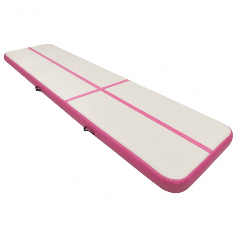 Aufblasbare Gymnastikmatte mit Pumpe 600x100x15 cm PVC Rosa