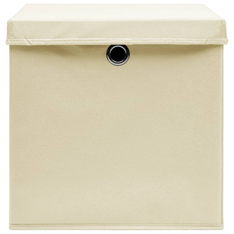 Aufbewahrungsboxen mit Deckeln 10 Stk. 28x28x28 cm Creme