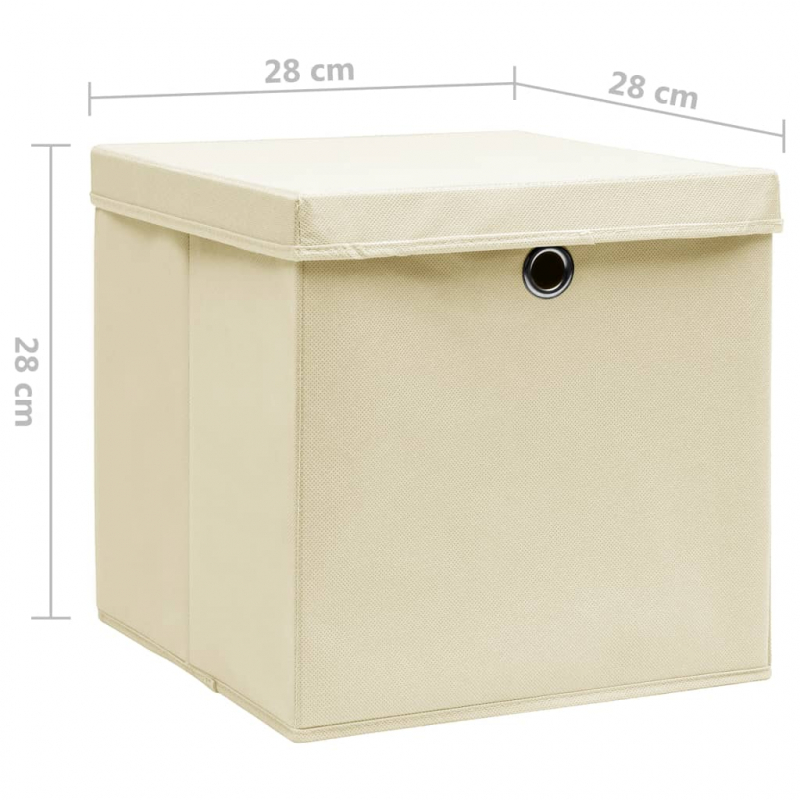 Aufbewahrungsboxen mit Deckeln 10 Stk. 28x28x28 cm Creme