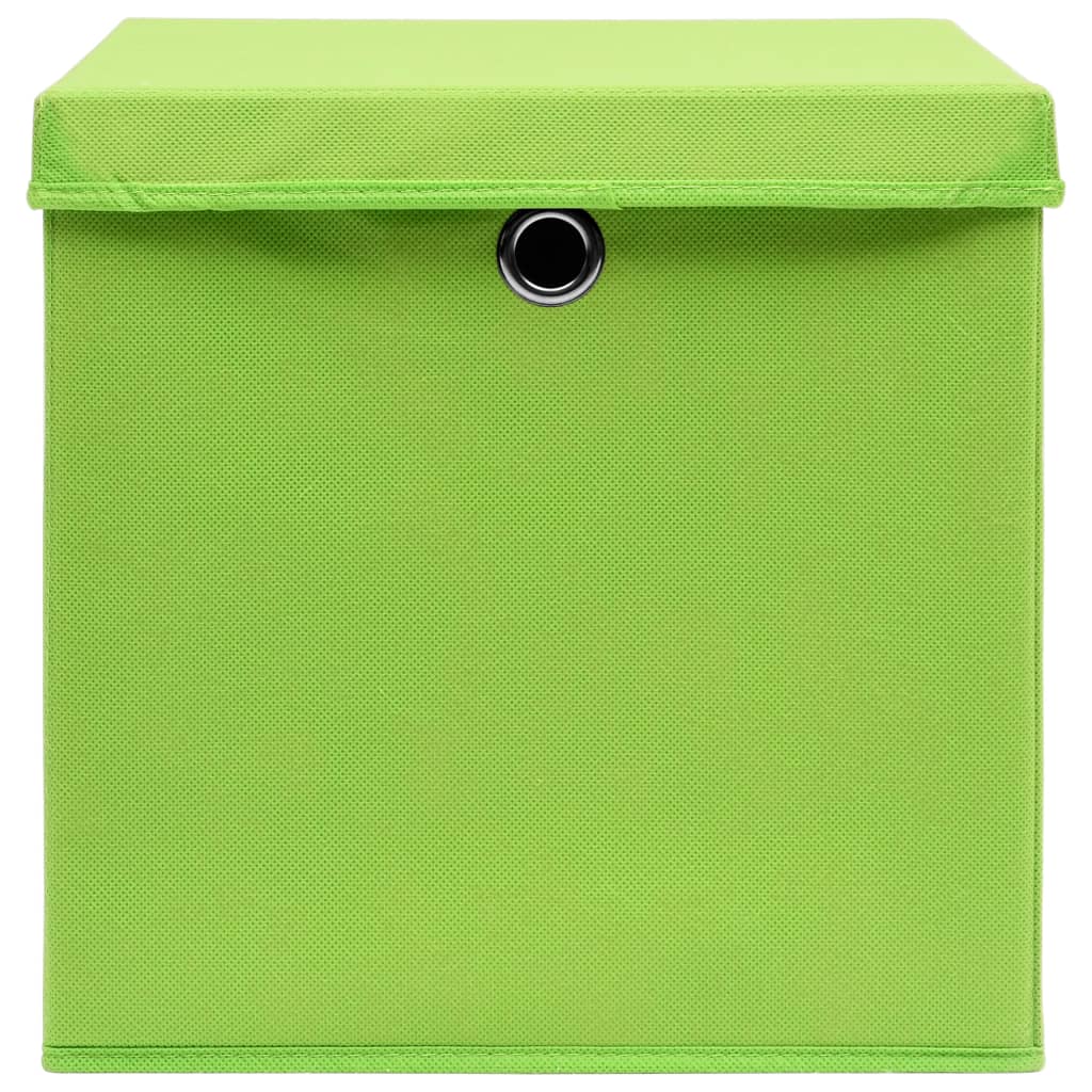 Aufbewahrungsboxen mit Deckeln 10 Stk. 28x28x28 cm Grün