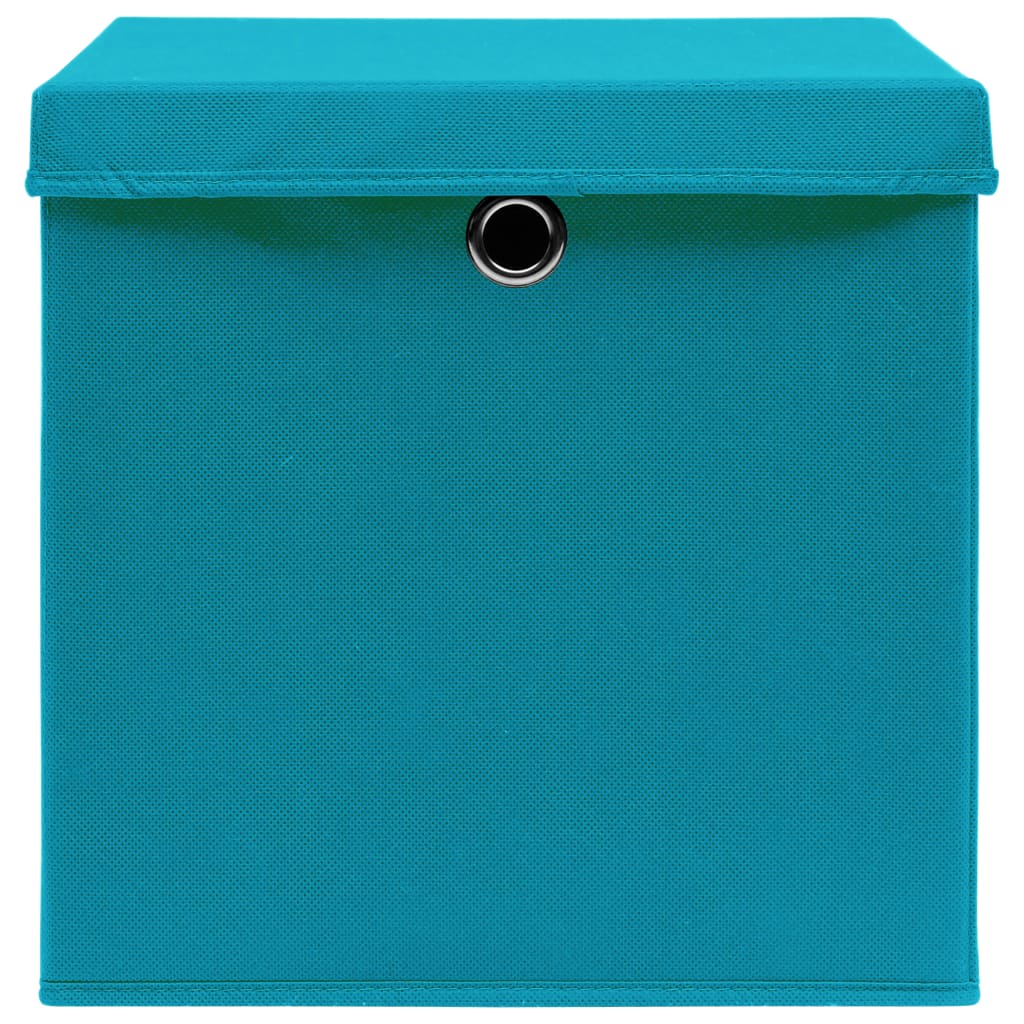 Aufbewahrungsboxen mit Deckeln 10 Stk. 28x28x28 cm Babyblau