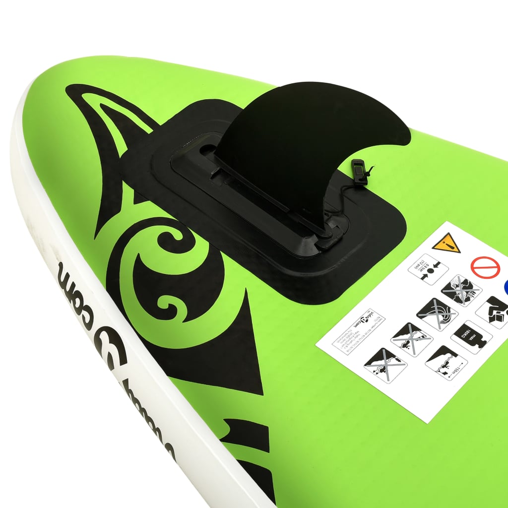 Aufblasbares Stand Up Paddle Board Set 366x76x15 cm Grün