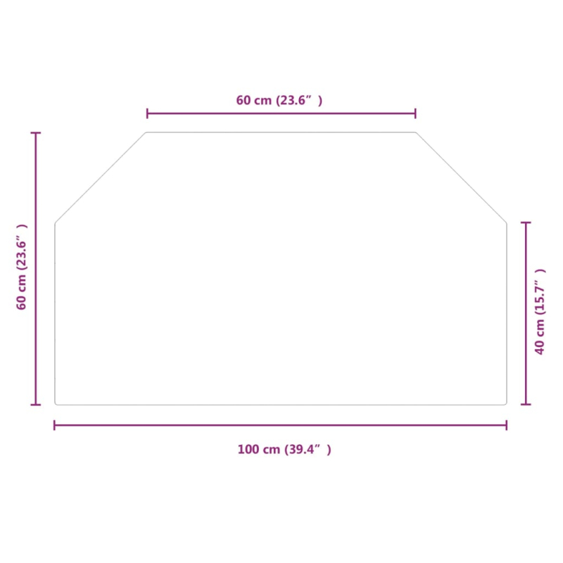 Kaminofen Glasplatte Sechseck 100x60 cm