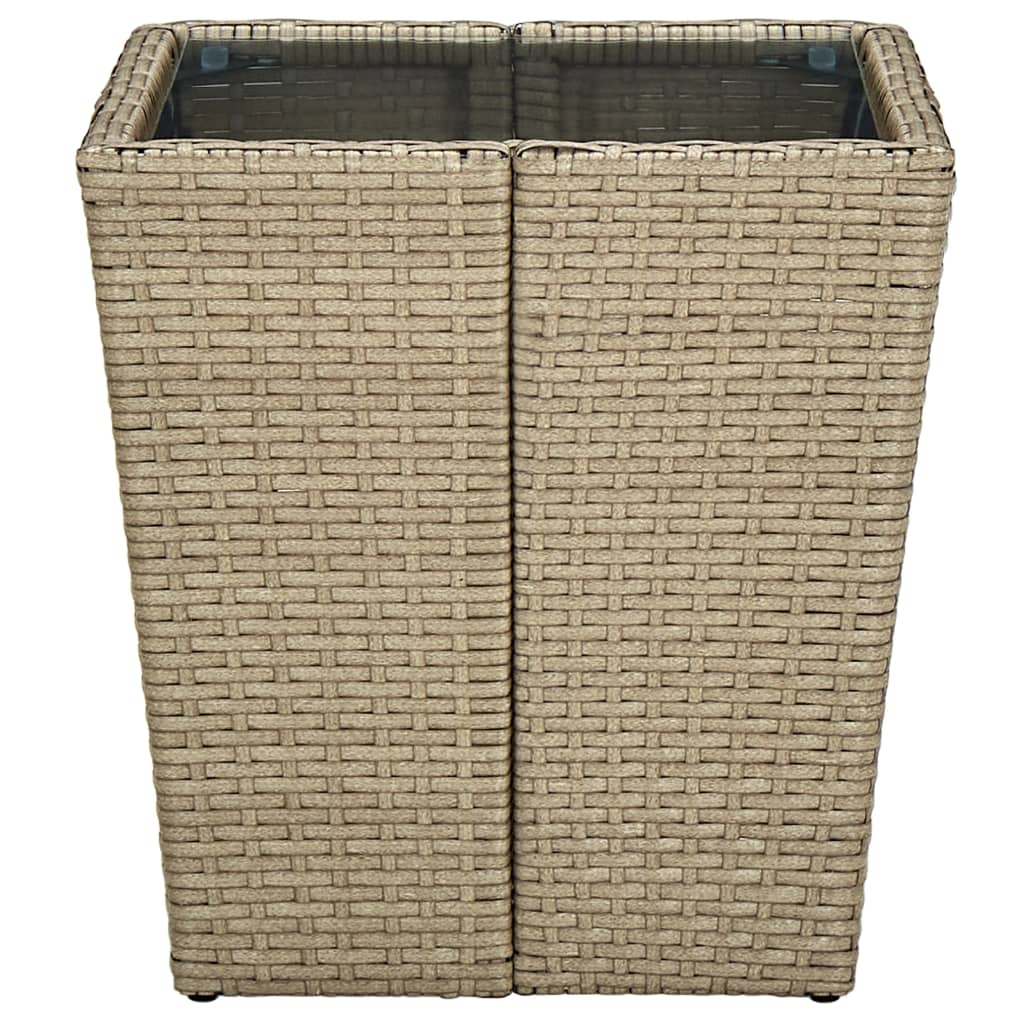 Beistelltisch Beige 41,5x41,5x44 cm Poly Rattan und Hartglas