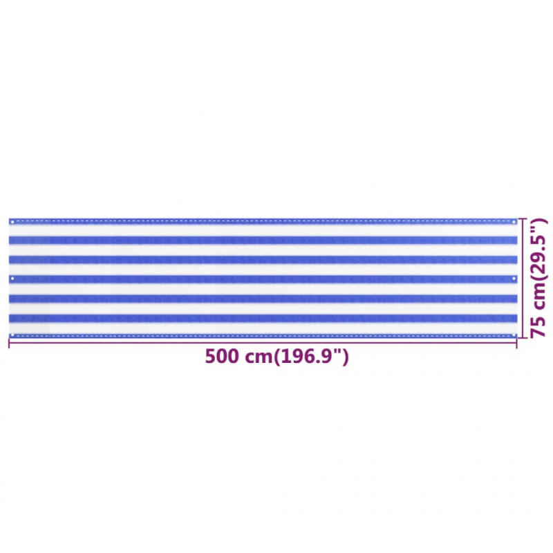 Balkon-Sichtschutz Blau und Weiß 75x500 cm HDPE