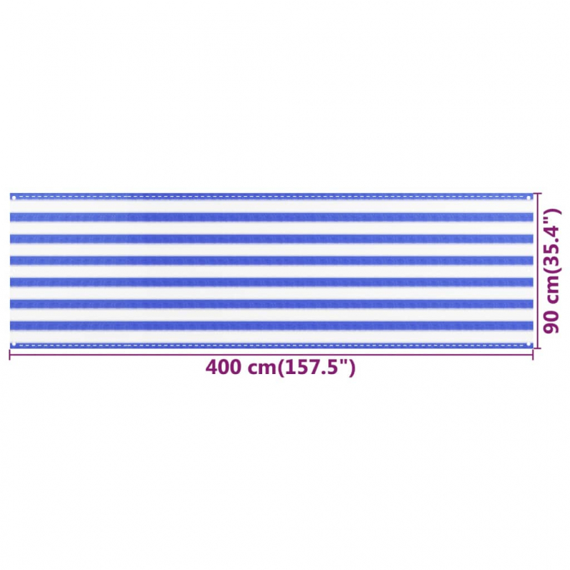 Balkon-Sichtschutz Blau und Weiß 90x400 cm HDPE