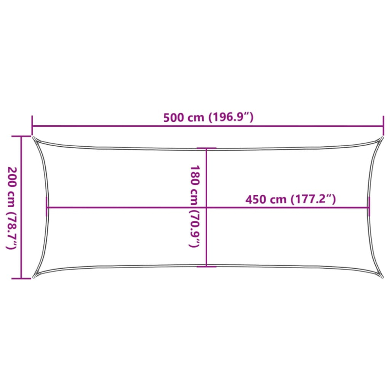 Sonnensegel 160 g/m² Anthrazit 2x5 m HDPE
