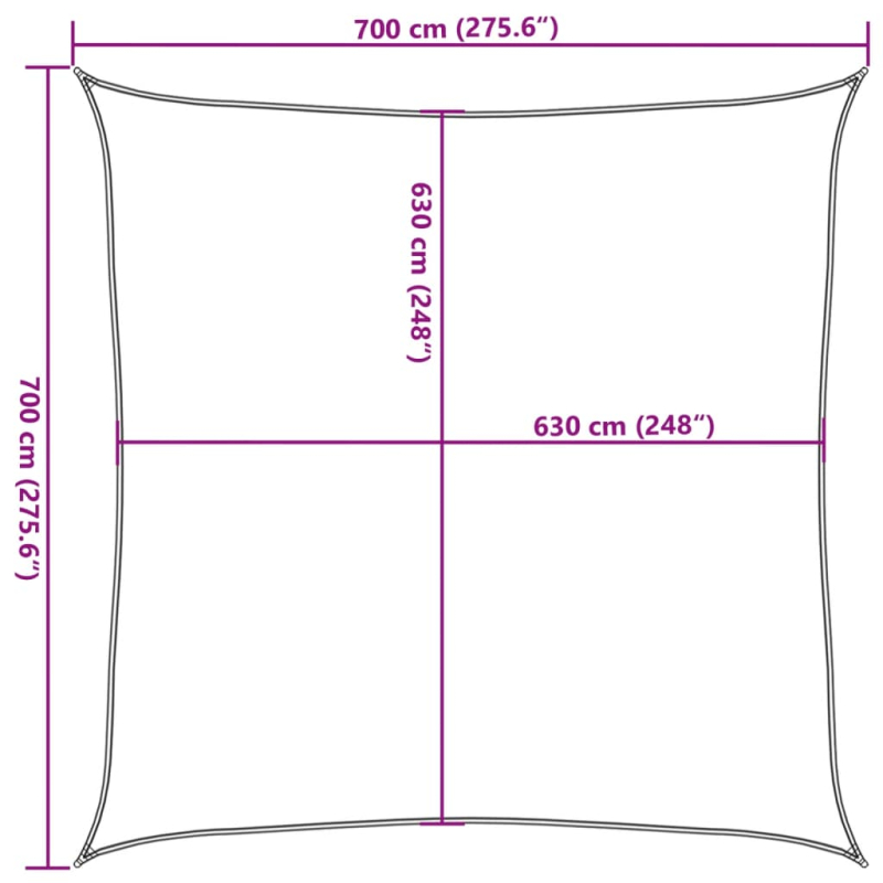 Sonnensegel 160 g/m² Hellgrün 7x7 m HDPE