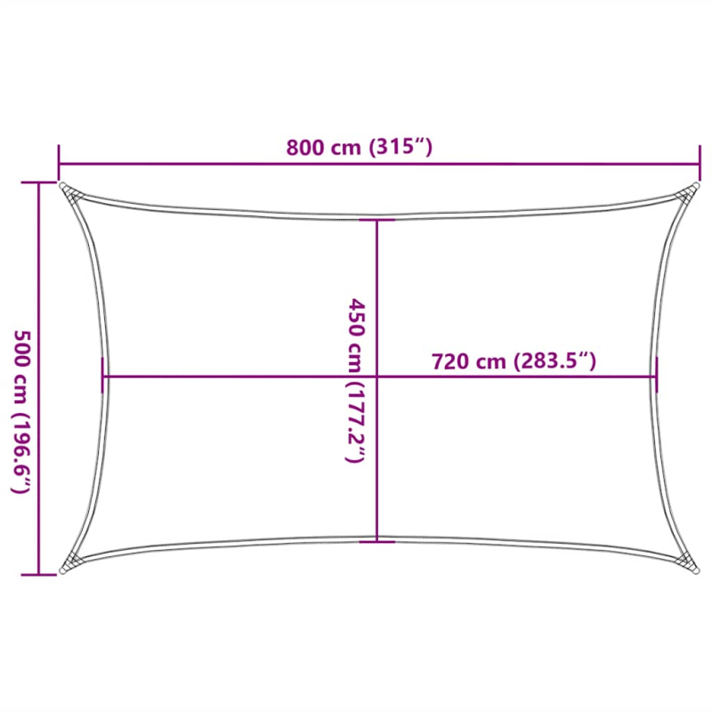 Sonnensegel 160 g/m² Hellgrün 5x8 m HDPE