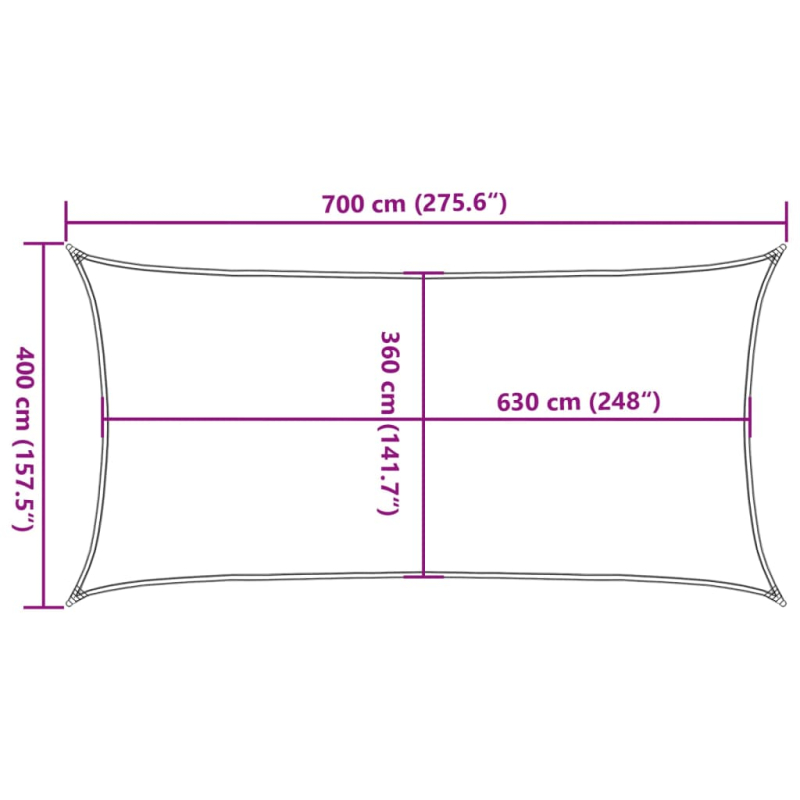 Sonnensegel 160 g/m² Taupe 4x7 m HDPE