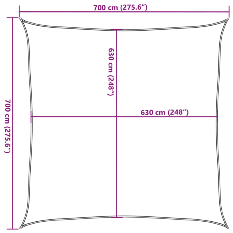 Sonnensegel 160 g/m² Dunkelgrün 7x7 m HDPE