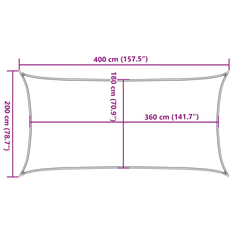 Sonnensegel 160 g/m² Dunkelgrün 2x4 m HDPE