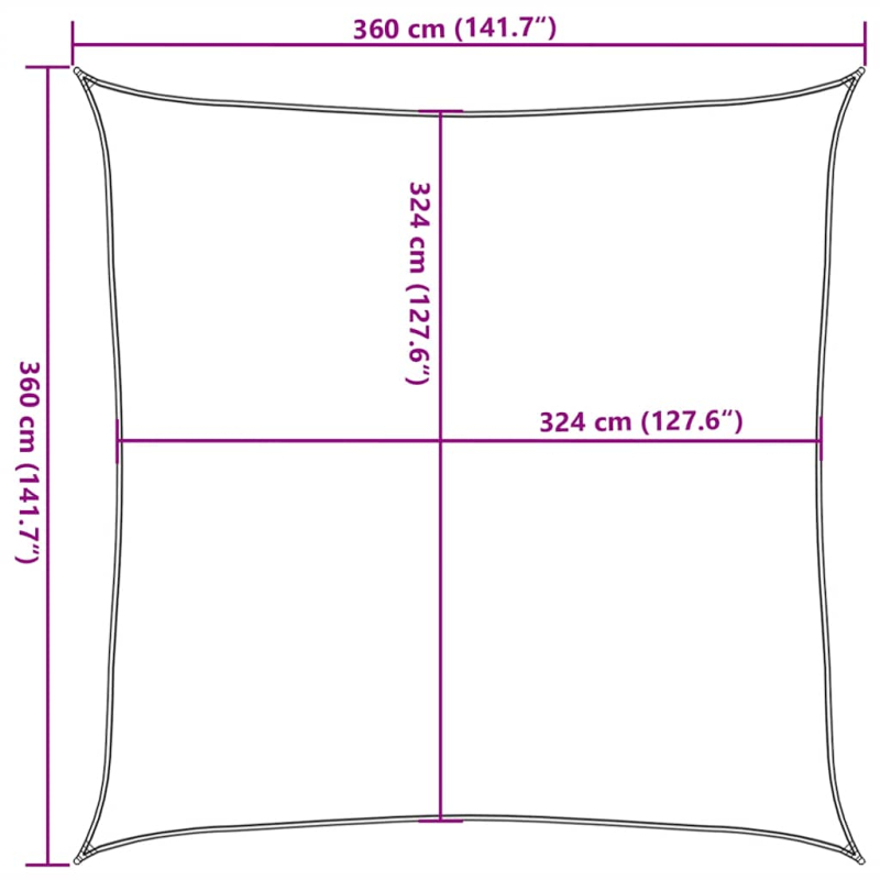 Sonnensegel 160 g/m² Quadratisch Blau 3,6x3,6 m HDPE