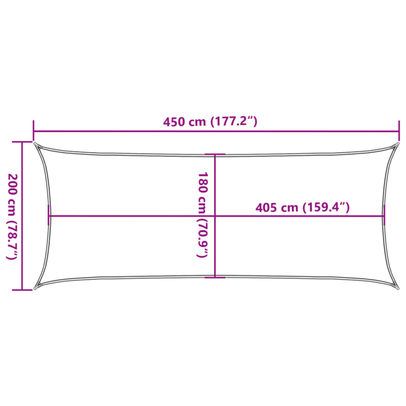 Sonnensegel 160 g/m² Schwarz 2x4,5 m HDPE