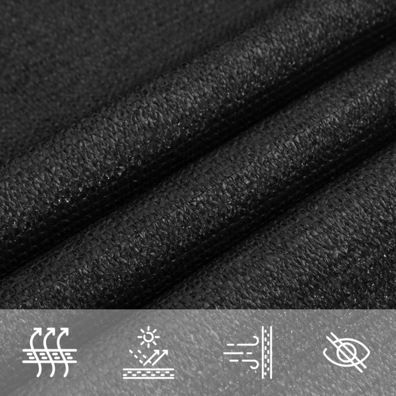 Sonnensegel 160 g/m² Schwarz 4x6 m HDPE