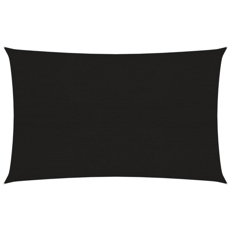 Sonnensegel 160 g/m² Rechteckig Schwarz 6x8 m HDPE