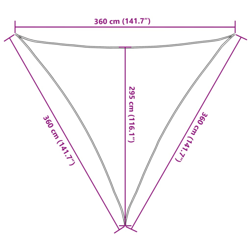 Sonnensegel 160 g/m² Schwarz 3,6x3,6x3,6 m HDPE