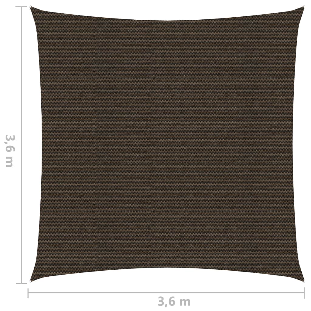 Sonnensegel 160 g/m² Braun 3,6x3,6 m HDPE