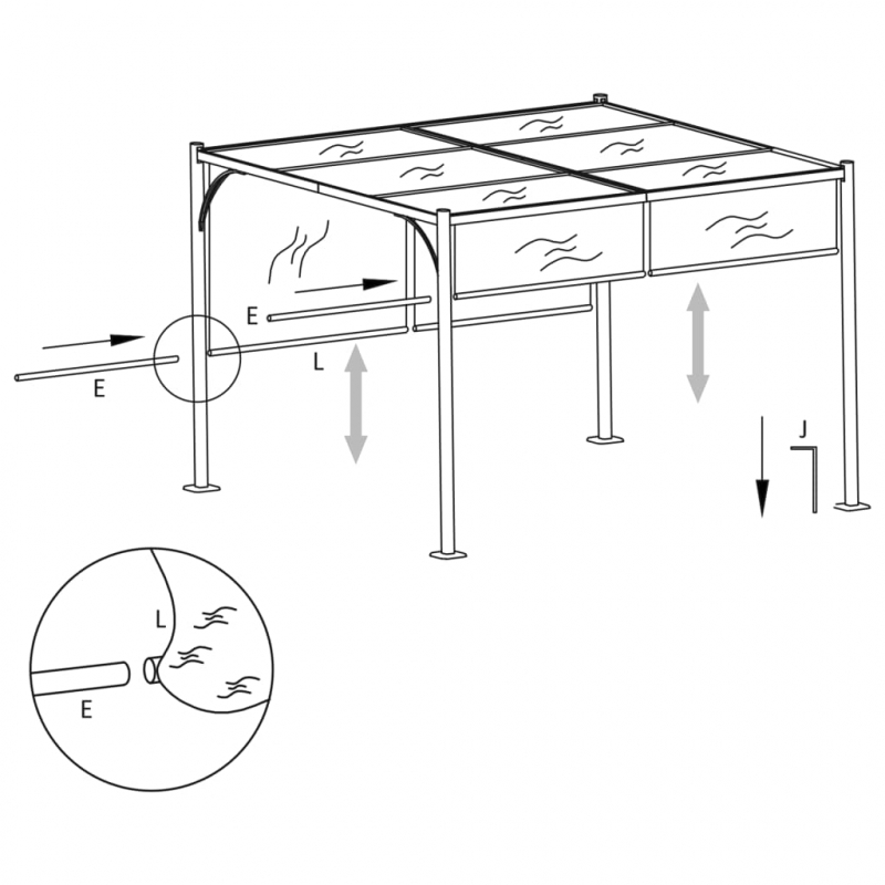 Gartenpergola mit Ausziehbarem Dach 3x3 m Taupe 180 g/m²