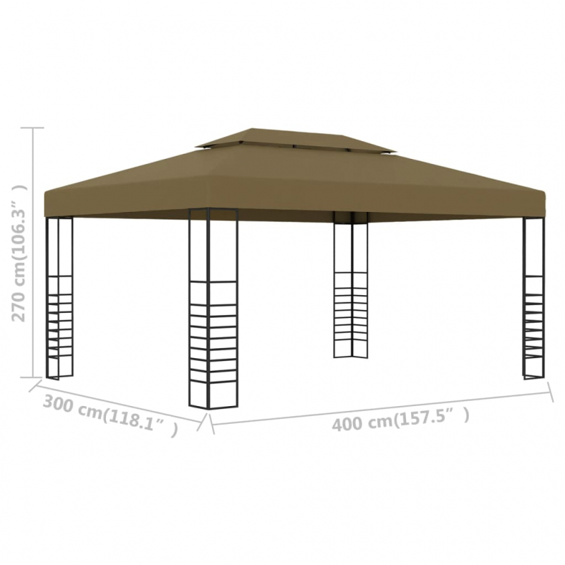 Pavillon 3x4 m Taupe 180 g/m²