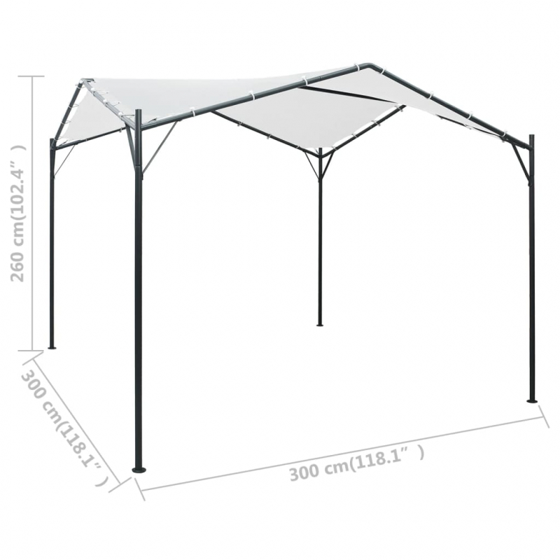 Pavillon 3x3x2,6 m Weiß 180 g/m²