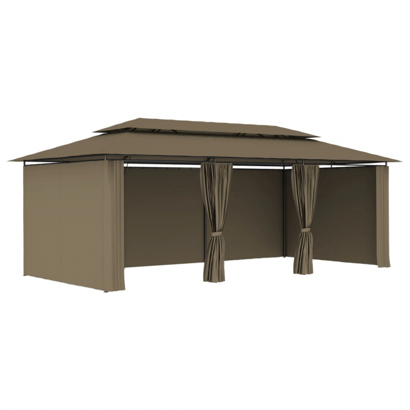 Pavillon mit Vorhängen 600x298x270 cm Taupe 180 g/m²