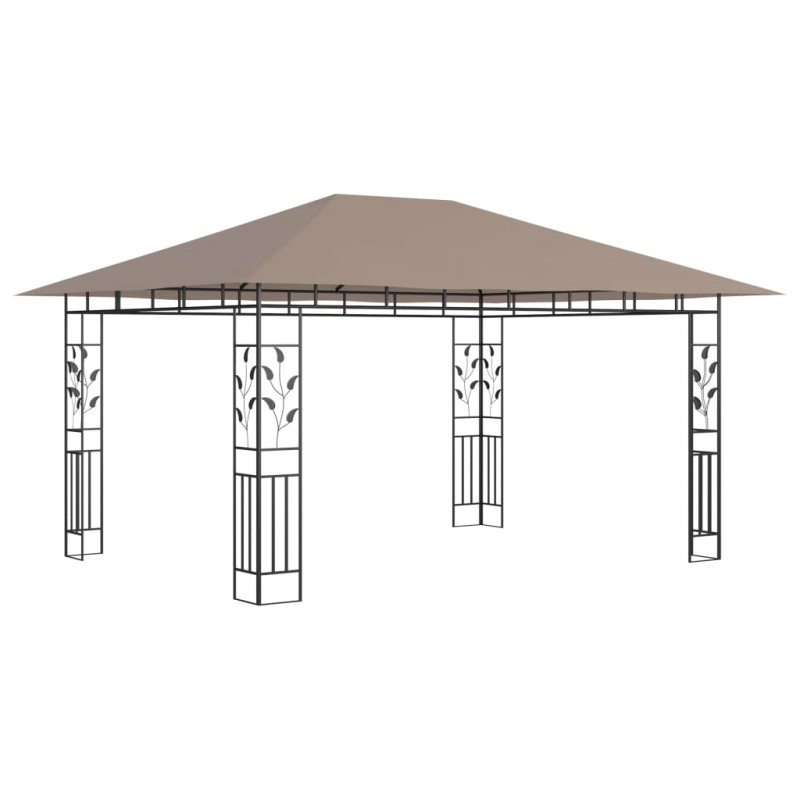 Pavillon mit Moskitonetz 4x3x2,73 m Taupe 180 g/m²