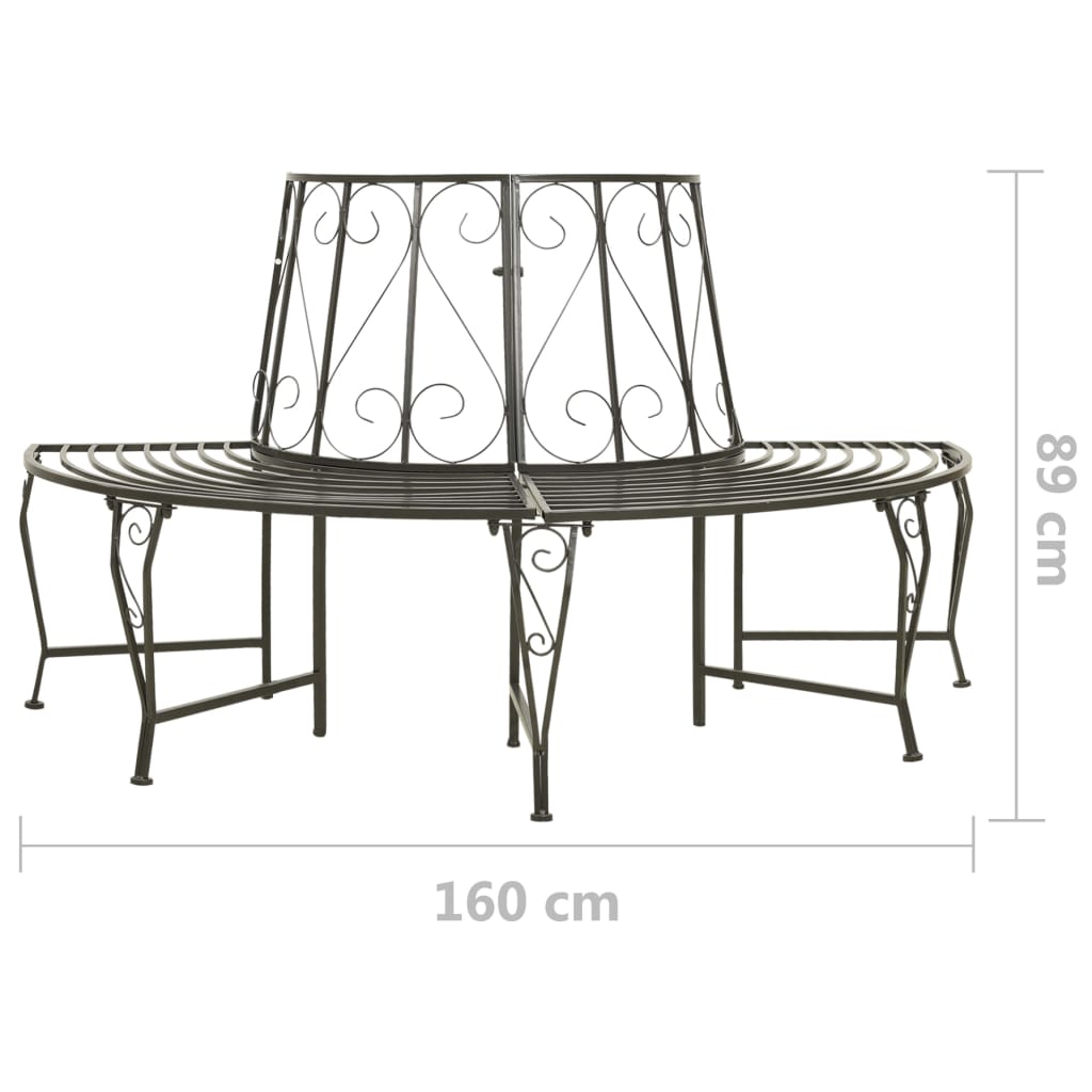 Garten-Baumbank Halbrund 160 cm Stahl