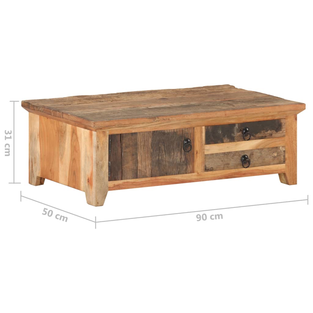 Couchtisch 90x50x31 cm Recyceltes Massivholz