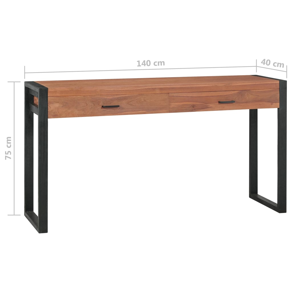 Schreibtisch mit 2 Schubladen 140x40x75 cm Teakholz