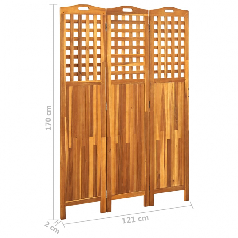 3-teiliger Raumteiler 121x2x170 cm Akazie Massivholz