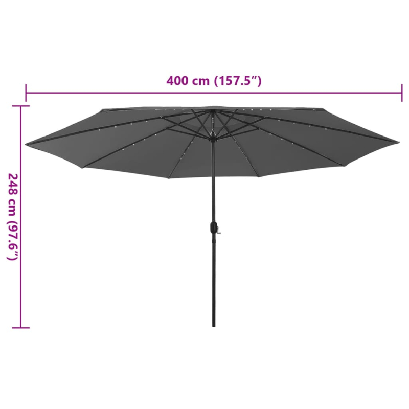 Sonnenschirm mit LED-Beleuchtung 400 cm Anthrazit