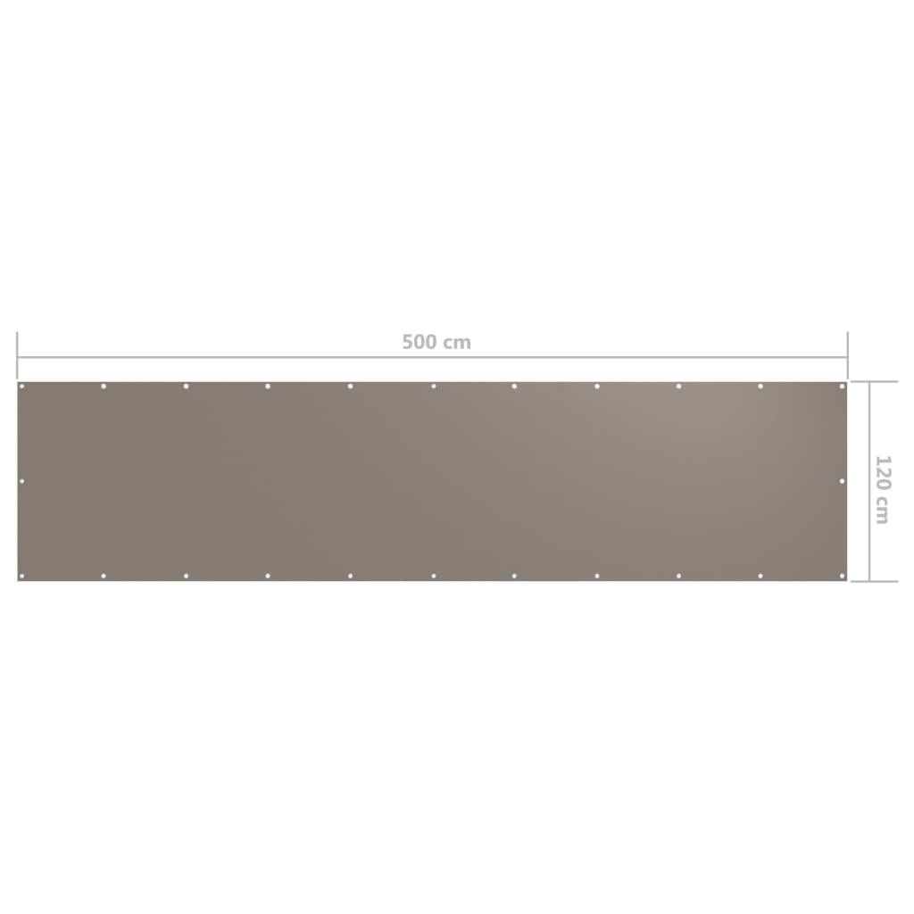 Balkon-Sichtschutz Taupe 120x500 cm Oxford-Gewebe