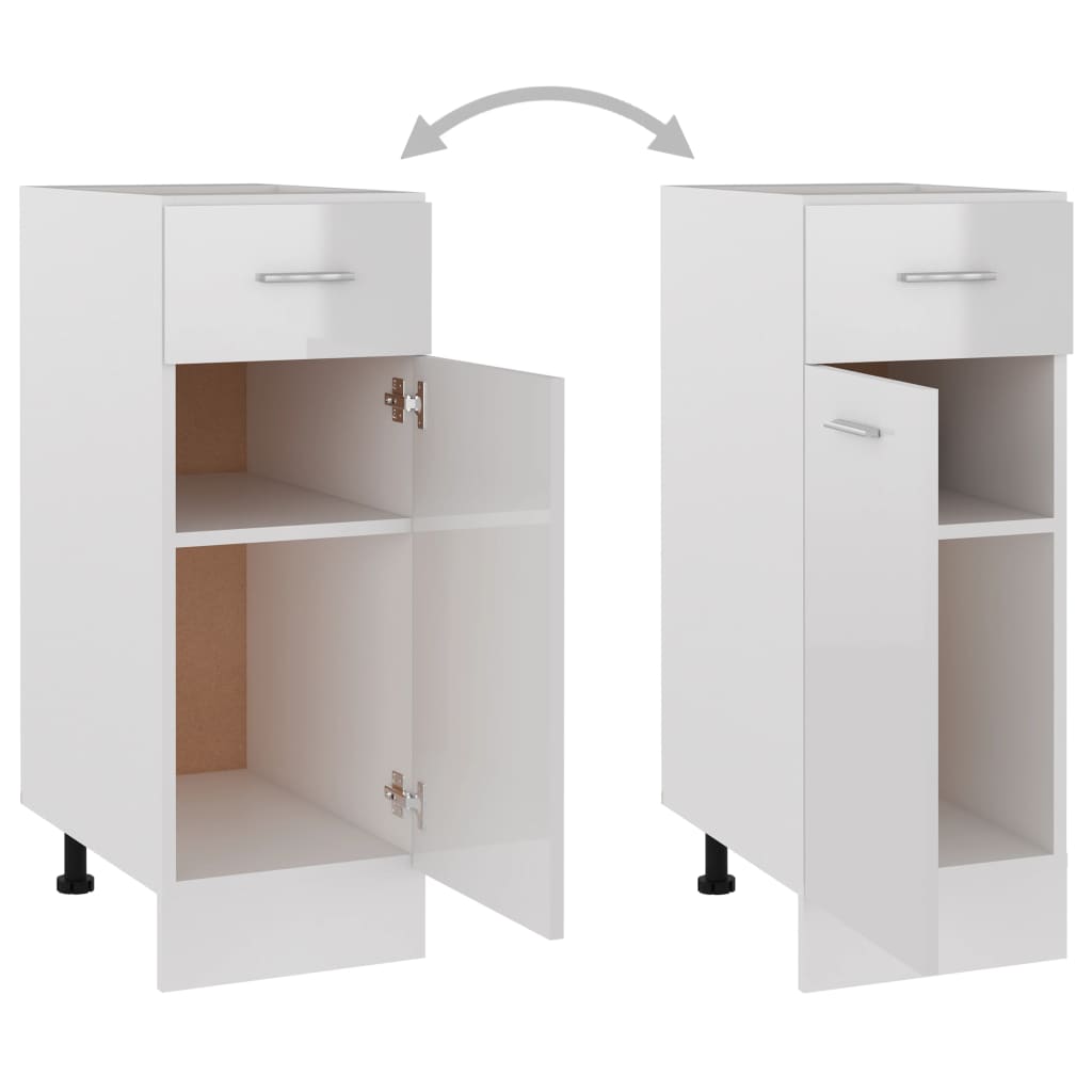 Schubunterschrank Lyon Hochglanz-Weiß 30x46x81,5 cm Holzwerkstoff