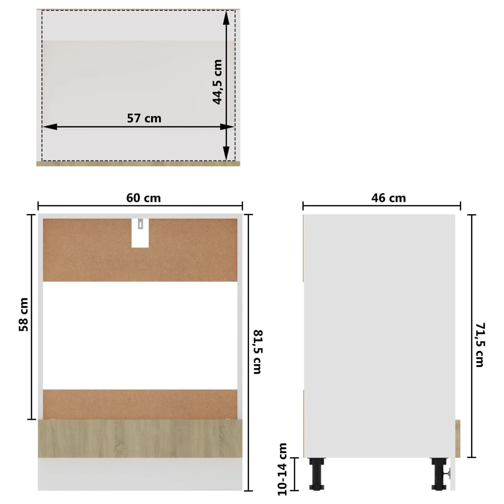 Herdumbauschrank Sonoma-Eiche 60x46x81,5 cm Holzwerkstoff