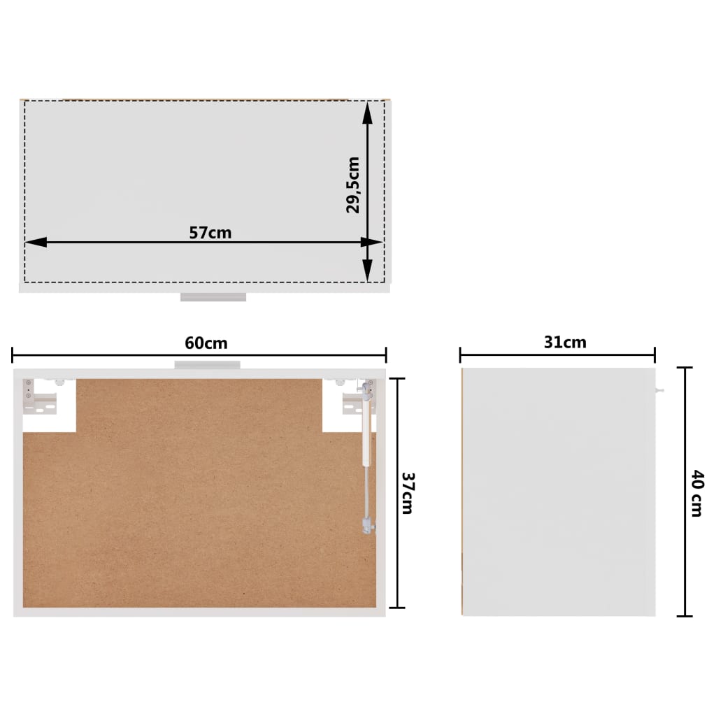 Hängeschrank Hochglanz-Weiß 60x31x40 cm Holzwerkstoff