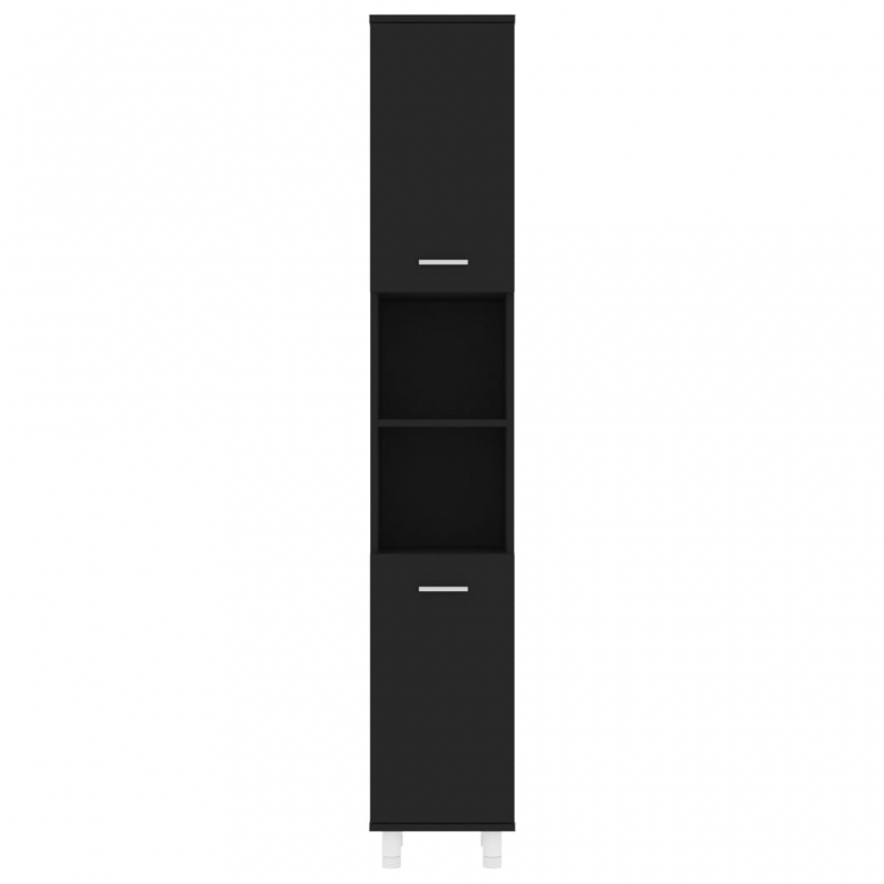 Badezimmerschrank Schwarz 30x30x179 cm Holzwerkstoff